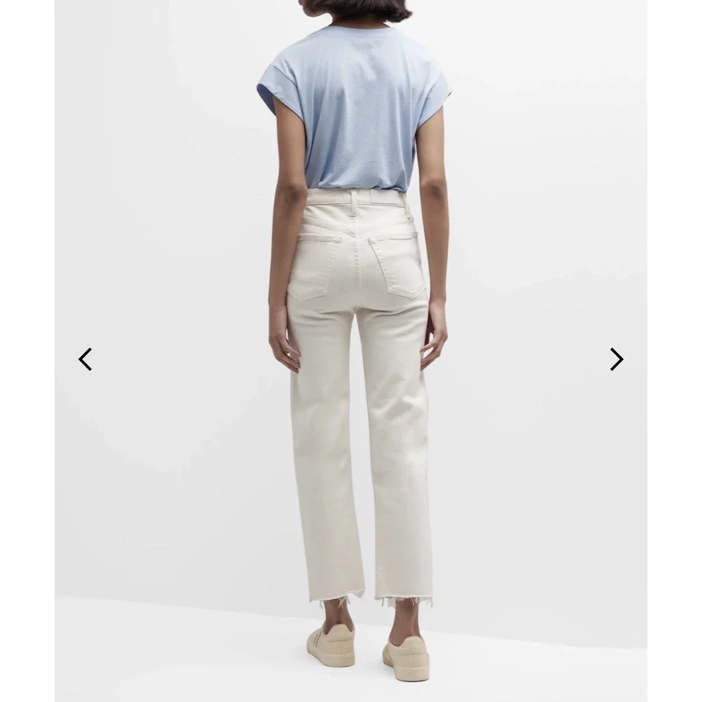 $295 NWT RE/DONE 70s Stove Pipe Jeans White Destroyed Distressed Straight Leg 24